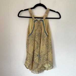 Sundance silk sleeveless blouse yellow boho festival tank top women’s size 4